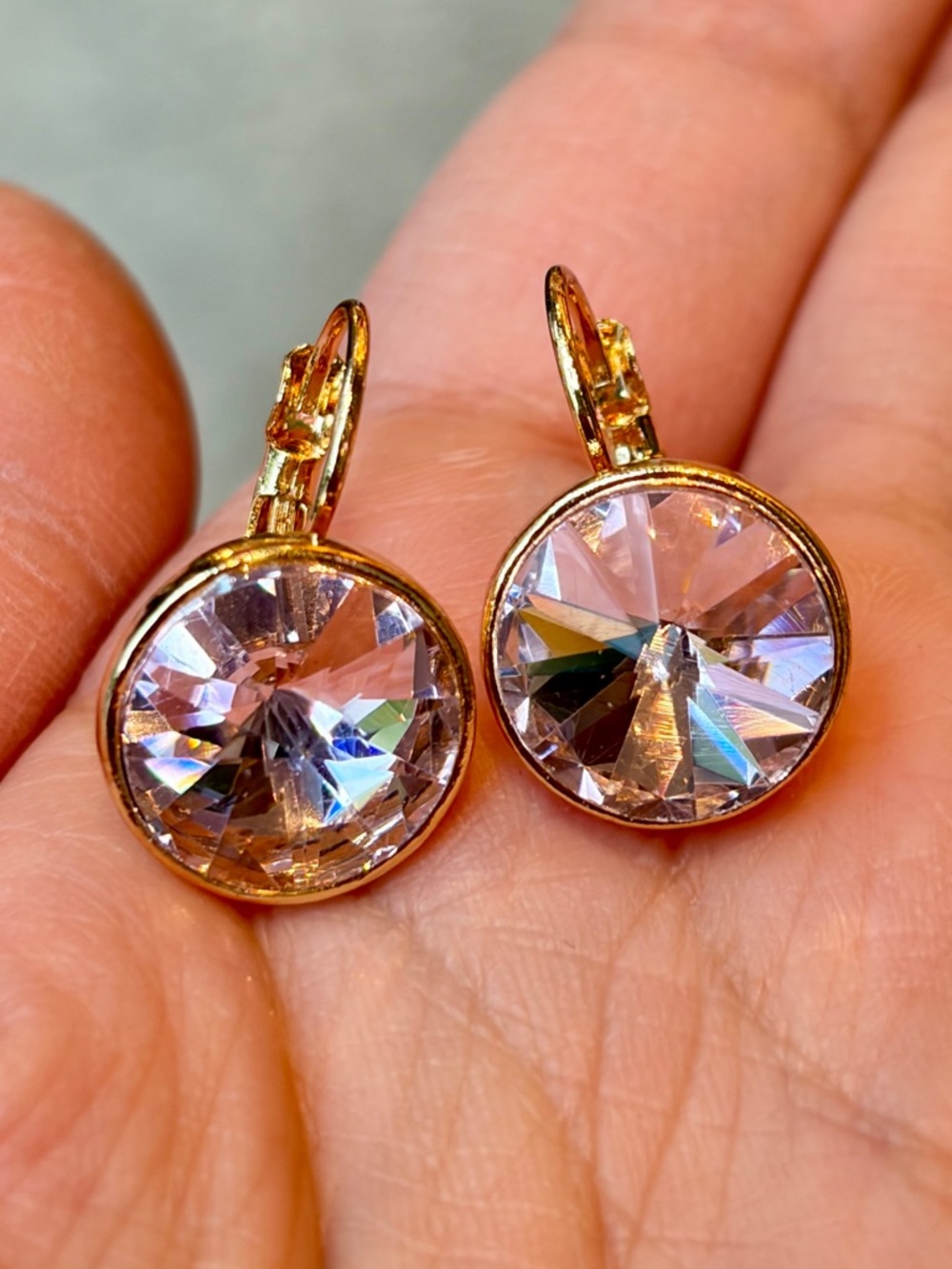 Rose Pink Brilliant Crystal Statement Drop Earrings Assorted Finish In Gold Tone